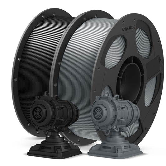 ANYCUBIC PLA Plus (PLA+), 3D Printer Filament 1.75mm Bundle, Dimensional Accuracy +/- 0.02mm, High Toughness, Print with Most FDM 3D Printers, 1KG Reusable Spool, 2kg, Grey + Black