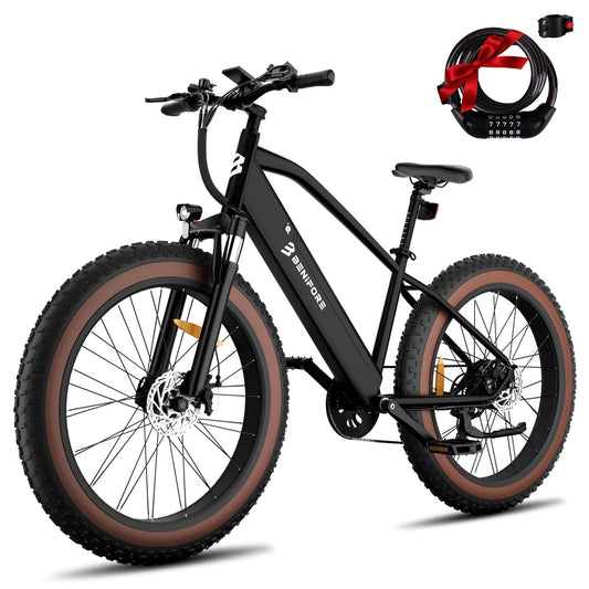 Electric Bike for Adult 1400W Peak, 48V 720WH Removable Battery, 72 Miles 28 MPH, 26" Fat Tire Electric Mountain Bike with Hydraulic Suspension, 7-Speed ,UL Certified Commute Mountain Ebikes for Men