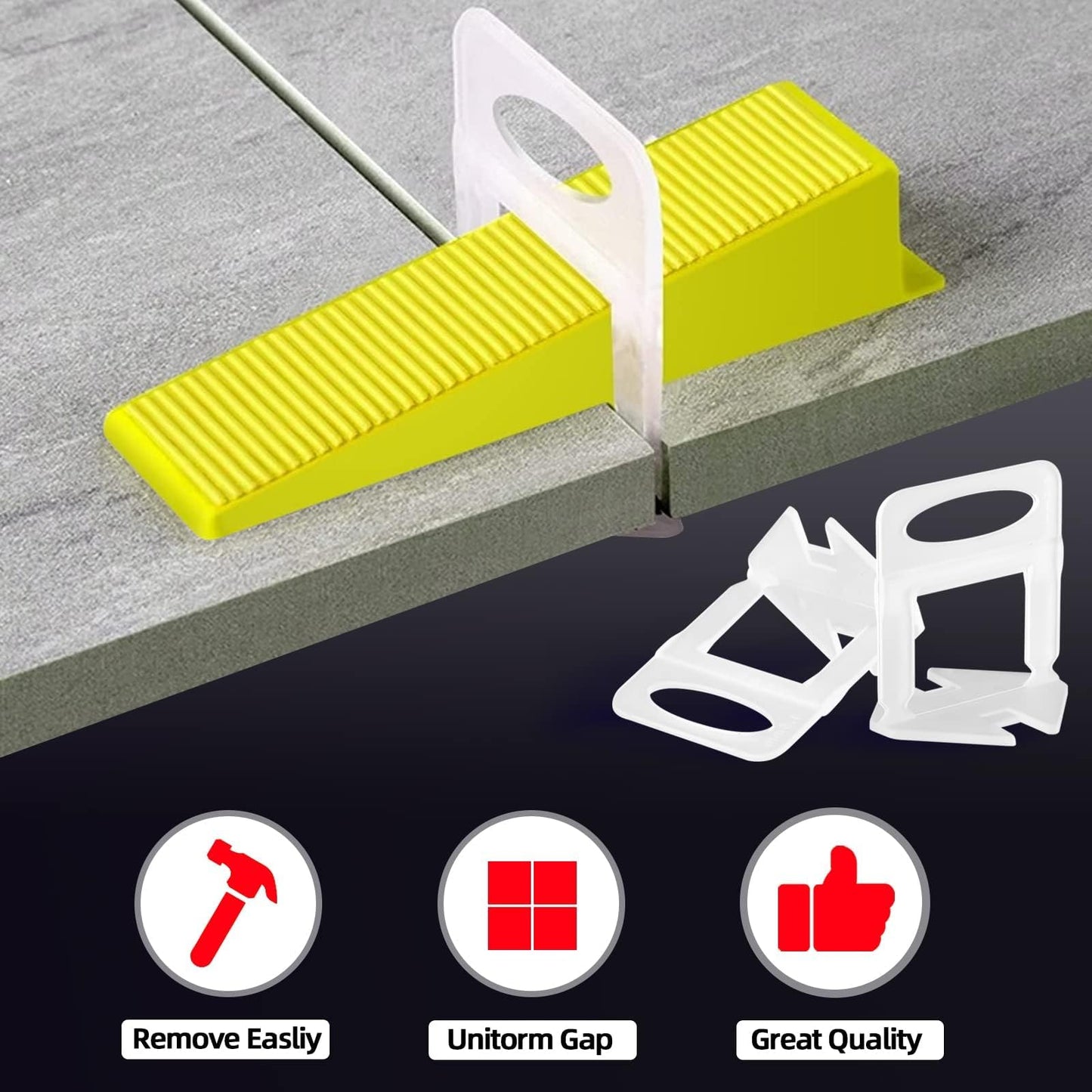 1/8" Tile Leveling System Spacers 2000 PCS Tile Leveling Clips Kit Prevent Tile lippage Leveler Spacers for DIY Professional Ceramic Tile and Stone Installation (1/8 IN, 2000)