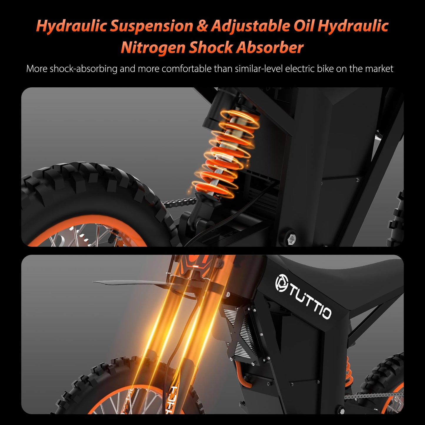 Tuttio Soleil01 Electric-Dirt-Bike for Teens Adults, 14"/12" Fat Tire 2000W Electric-Motorcycle with 48V 21AH Battery Ebike 37MPH Hydraulic Brakes Mountain Off-Road EBike Fit Age 13+