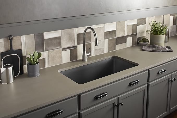 KOHLER K-8206-CM7 Cairn Sink, 33 in, Matte Graphite