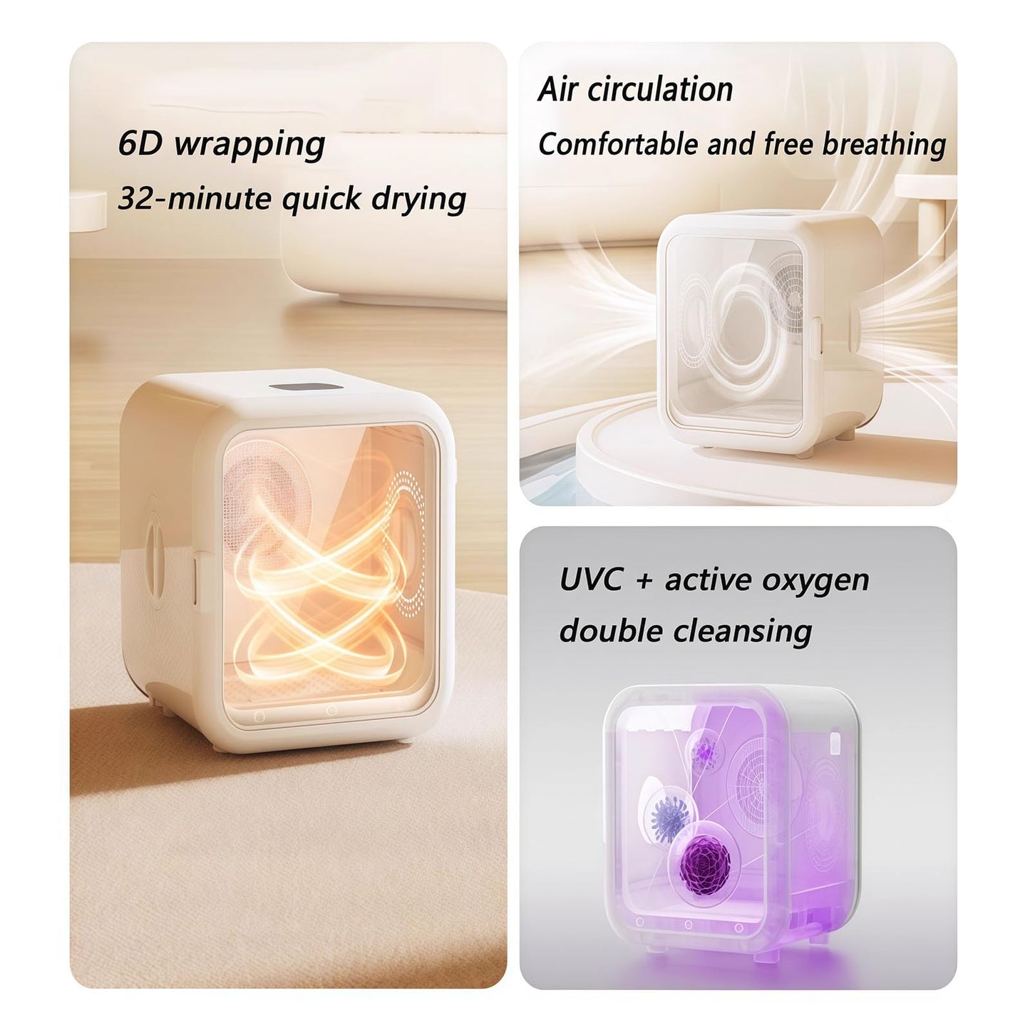 WENMEE Ultra Quiet 35dB Pet Dryer Box for Dogs&Cats,Removable Soothing Window&Filter Panel, Grooming Hair Dryer