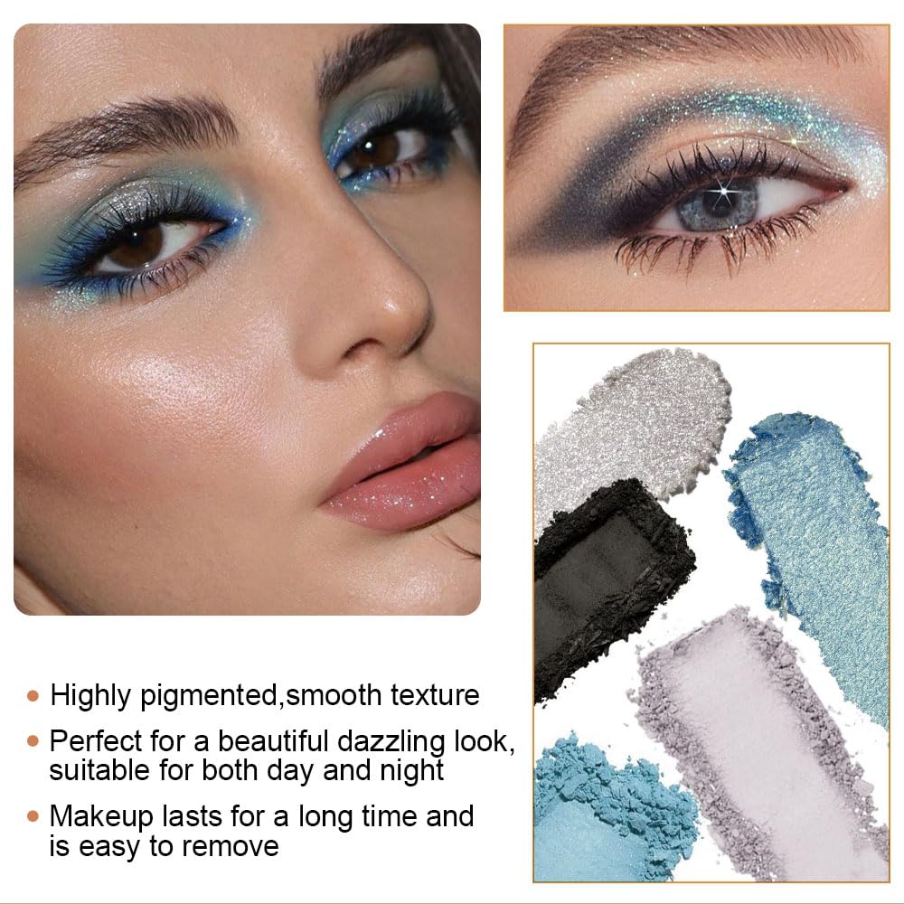 AMY'S DIARY Sky Blue Colorful Eye shadow Palette Makeup,9 Color Matte Shimmer Natural Eye Eyeshadow palettes Highly Pigmented Neutral Naturing-Looking Long Lasting Waterproof