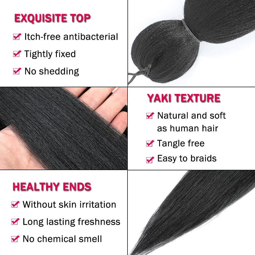 Alrence Pre Stretched Braiding Hair Long Braid 38 Inch 8 Packs Professional Braiding Hair Extensions Synthetic Crochet Twist Braids (38 Inch, 1B#)