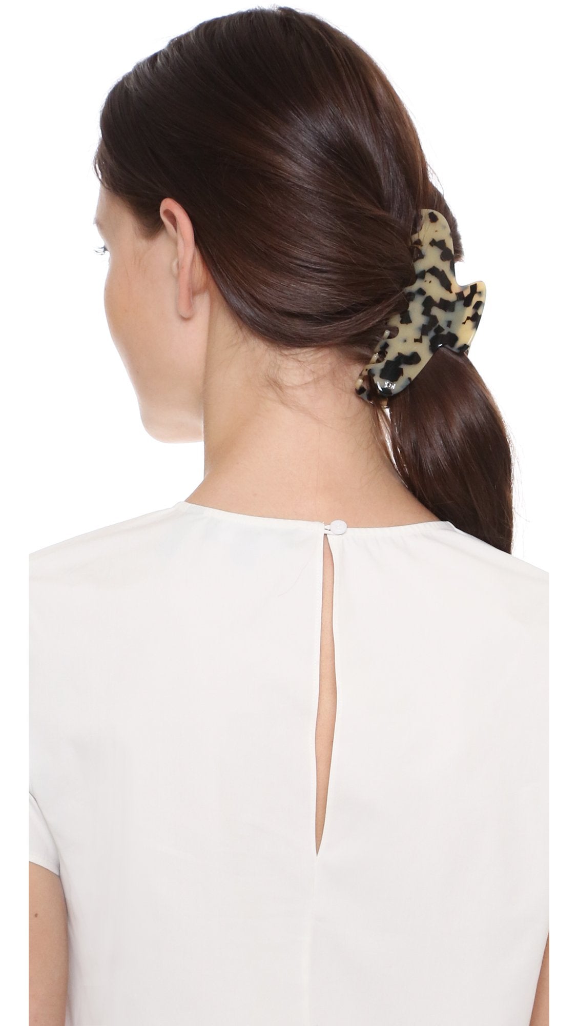 Alexandre de Paris Women's Large Jaw Clip, Albinos, Off White, Print, One Size