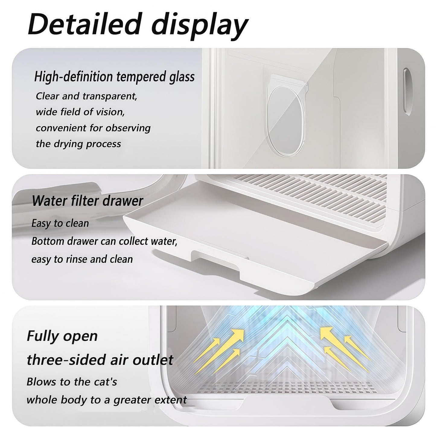 Ultra Quiet Pet Dryer Box for Dogs & Cats, Low Noise Dog Hair Dryer with Calming Window & Removable Filter, 72L Grooming Dryer