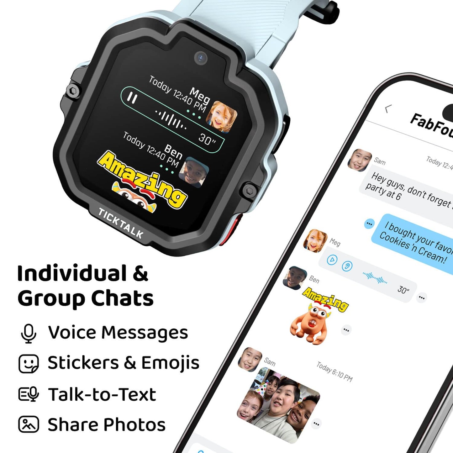 TickTalk 5 - Kids Smart Watch with GPS Tracker, Video Calling, SOS, & Parental Controls | Smartwatch with Free Music, Texting, Kid Phone Call and Text, Boys & Girls - 4G Smart Watch for Kids 3-12