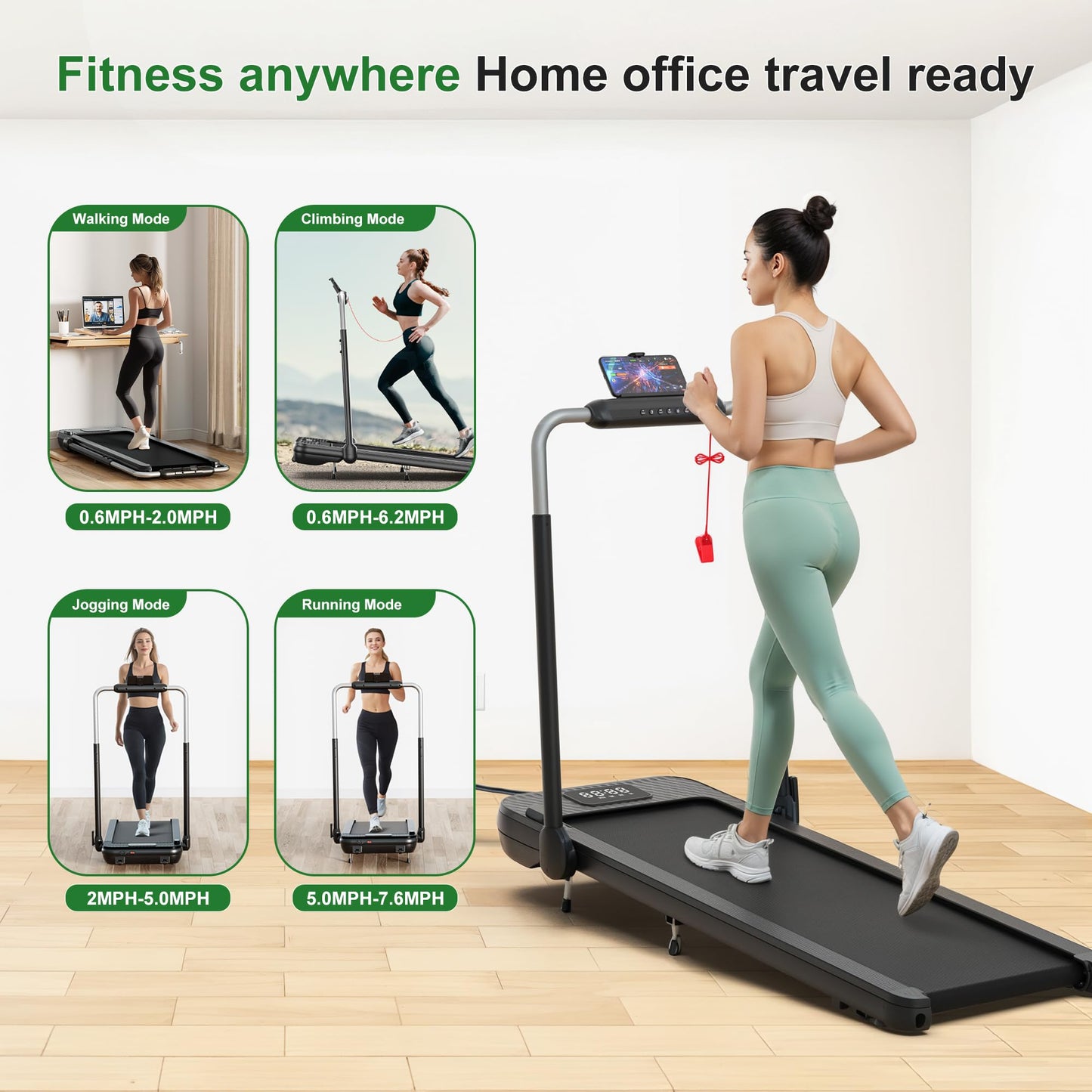 WELLFIT Foldable Walking Pad with 10% Incline, 340+ lbs Capacity, Standing Under Desk Treadmill for Home Office - 3.0HP Low Noise Running Pad with Smart Voice Control,Works with Apps & Remote