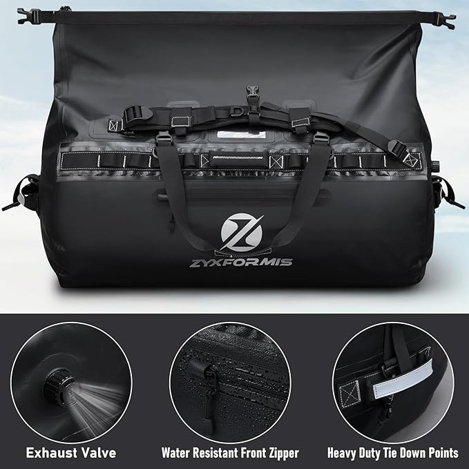 Waterproof Duffel Bag, Large Waterproof Duffel Backpack for Beach Vacation, Marine Dry Bags for Adventures, Heavy Duty Duffle Bag for Kayaking Boating Hiking Camping, 65L/110L/160L Sizes