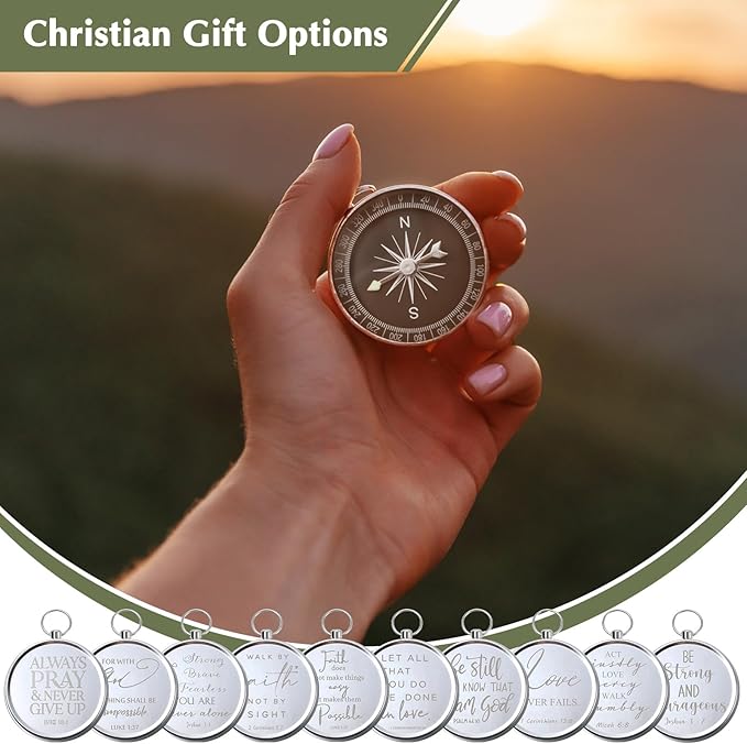 Fumete Christian Gift Compasses Hiking Scripture Religious Bible Vintage Church Sunday School Gift for Student Teacher