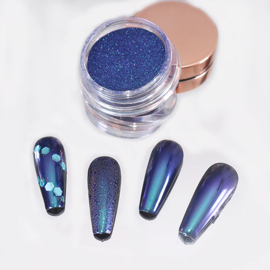 Allstarry Chameleon Chrome Nail Powder, Color-Shift Nail Powder Pigment Glitter Dust Magic Chameleon Mirror Effect Aurora Chrome Effect for Gel Polish Nail Art Decoration-Peacock Spirit