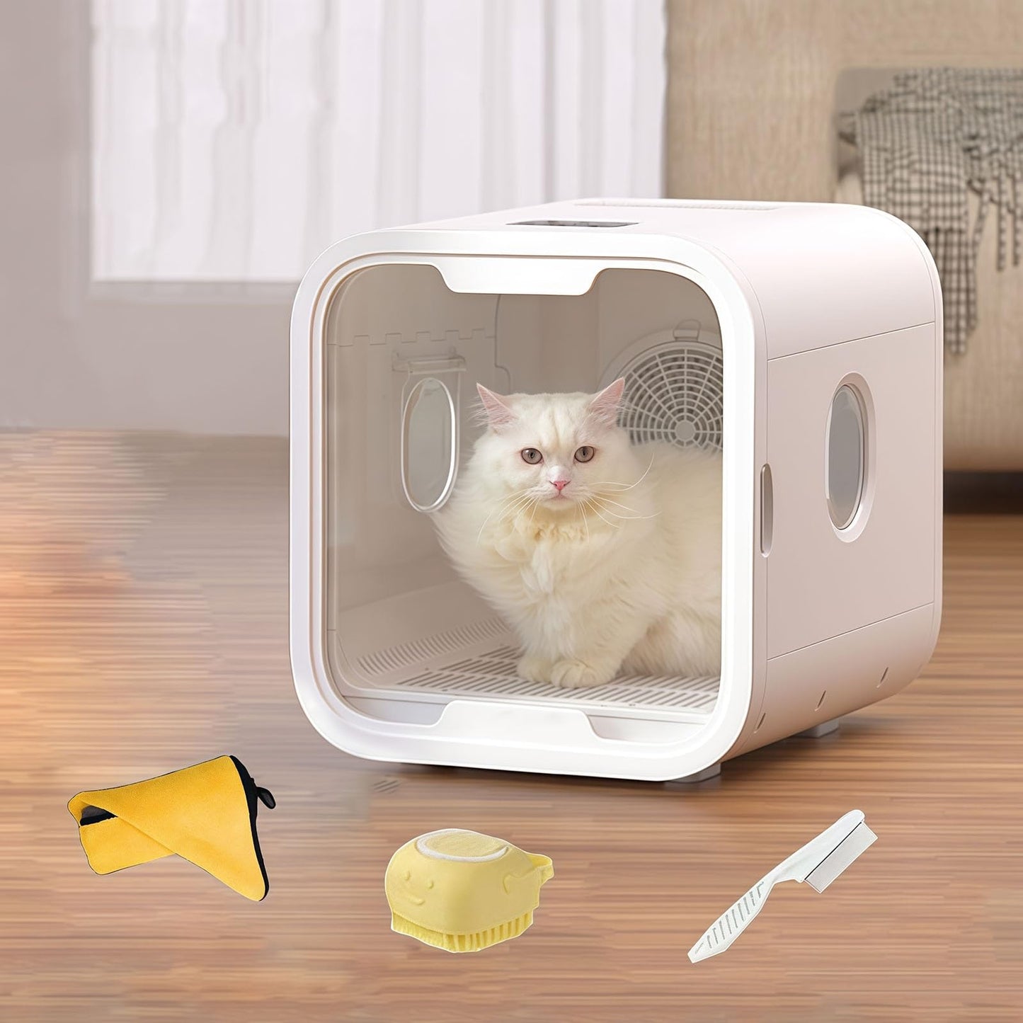 Ultra Quiet Pet Dryer Box for Dogs & Cats, Low Noise Dog Hair Dryer with Calming Window & Removable Filter, 72L Grooming Dryer