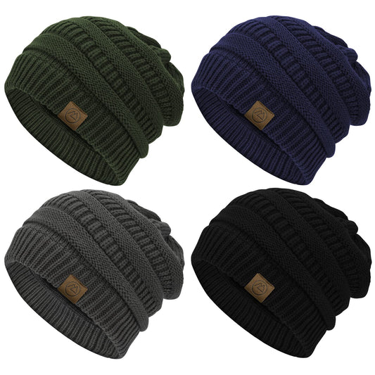 American Trends Beanies Women 4 Pack Knit Warm Thick Slouchy Beanies Hat Winter Snow Hats Caps Black Skull Hats Caps for Women 4Pack 5 One Size