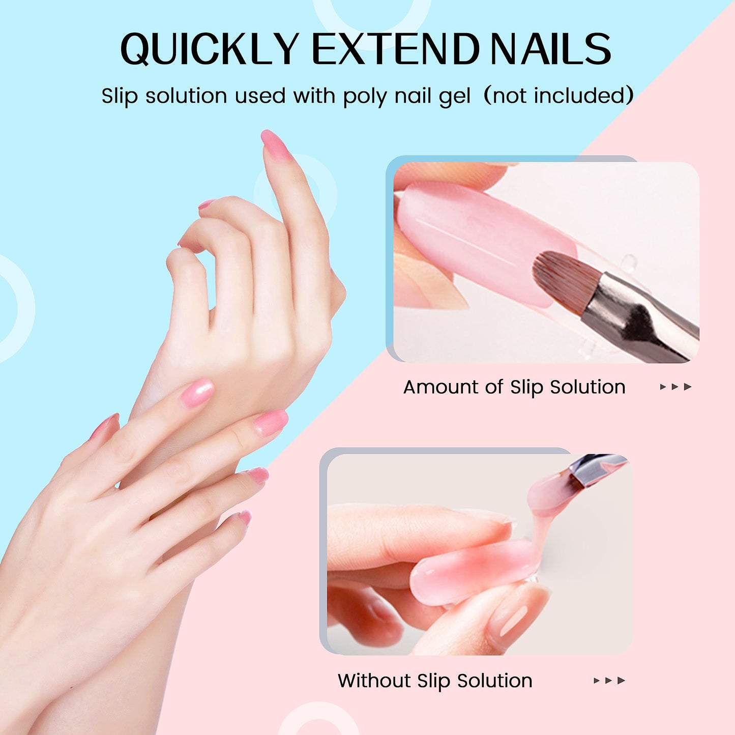 AIJIMEI Nail Slip Solution Kit Poly Nail Gel Slip Solution 58ml/2fl.oz Nail Extension Slip Solution for Poly Nail Gel Nails with Dual-ended Brush for Beginner