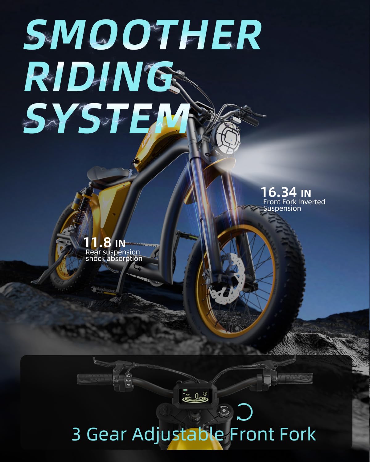 BIGNIU BG-X Electric Bike for Adults,1500W Brushless Motor 48V/31.5Ah Up to 40 Miles E-Bike Front/Rear Turn Signal Dual Suspension Ebikes with Windshield (Gold)