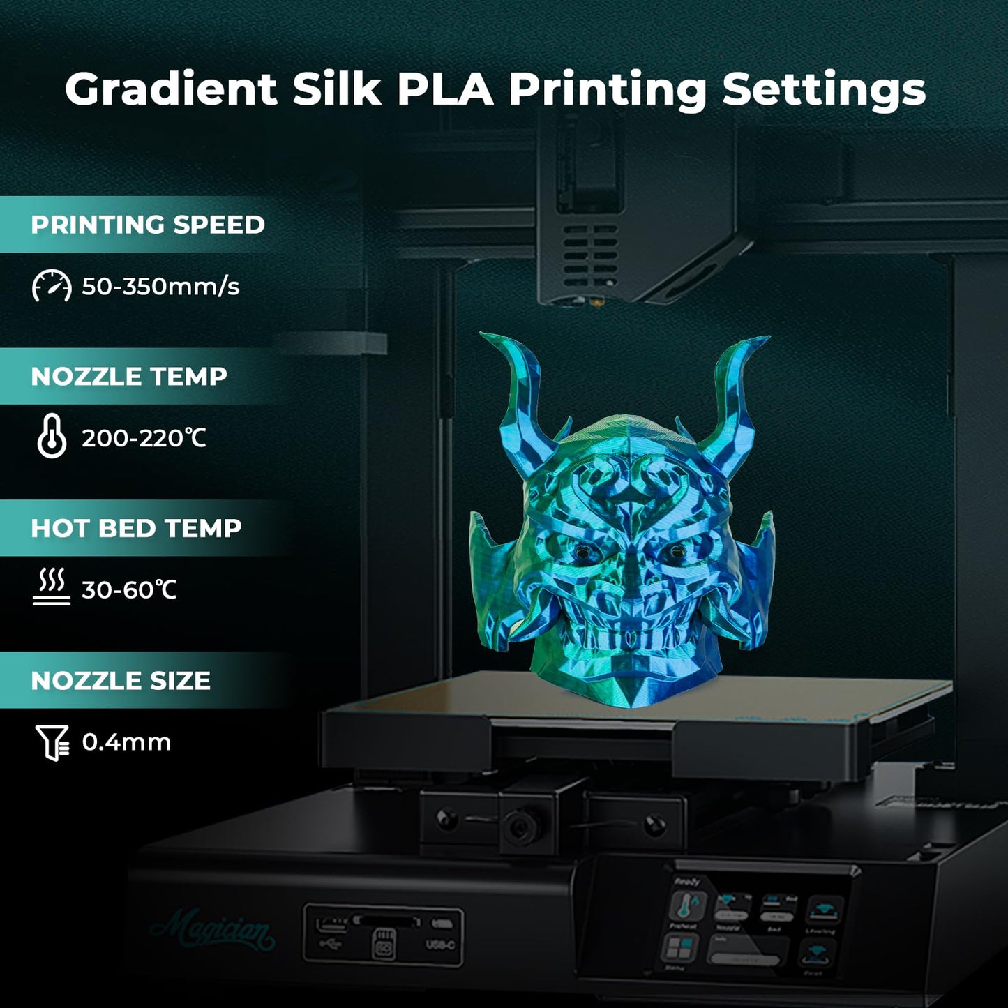 AMOLEN Silk PLA 3D Printer Filament Bundle, Shiny Dual Color Filament 1.75mm Pack, Multi Color Change 3D Printing Filament for Most FDM 3D Printer, 4 Spools 200g Each