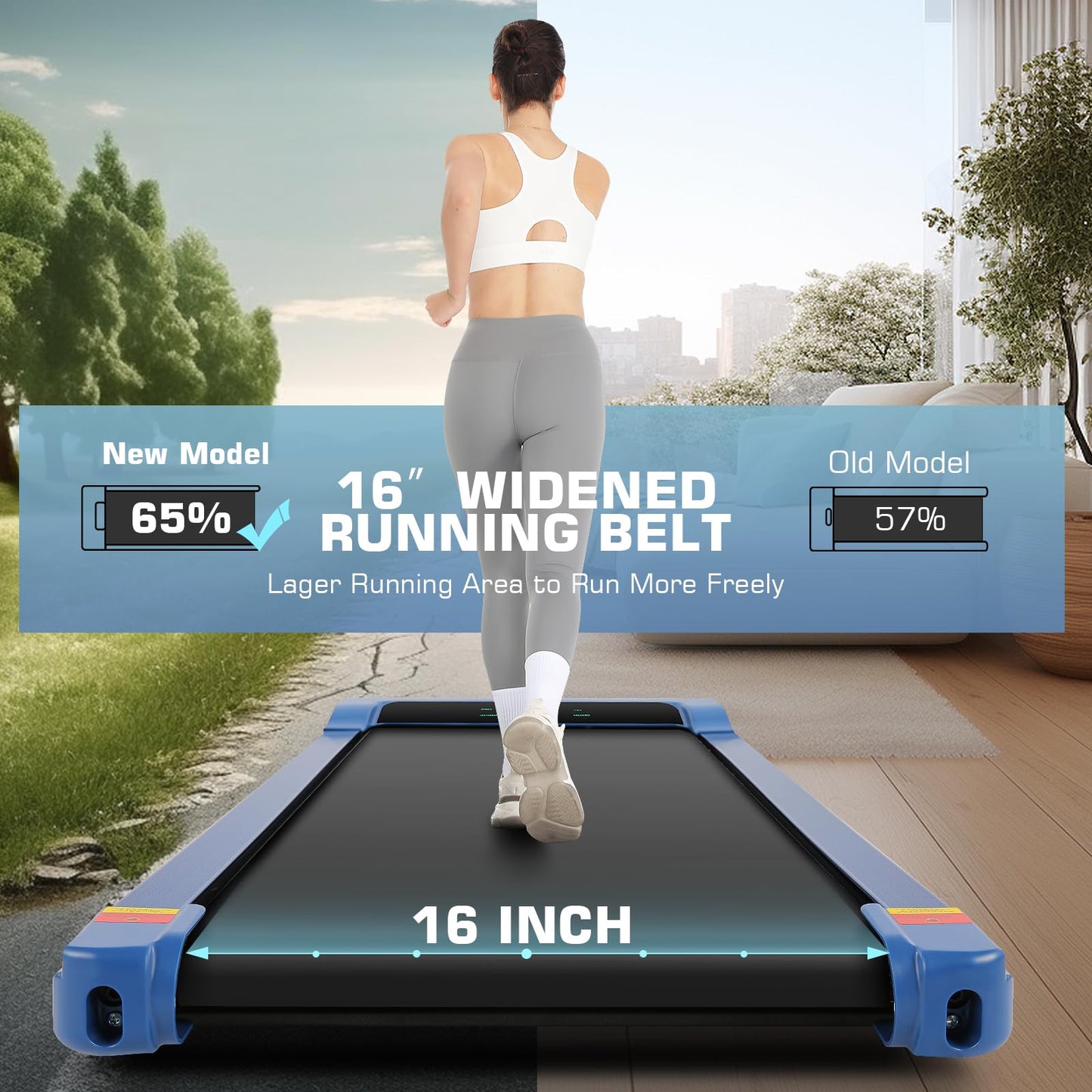 Ancheer Walking Pad, Max 300 Lbs Capacity, Under Desk Treadmills for Home Office, 2.5 HP Quiet Portable Walking Treadmill with LED Screen/Remote Control Black