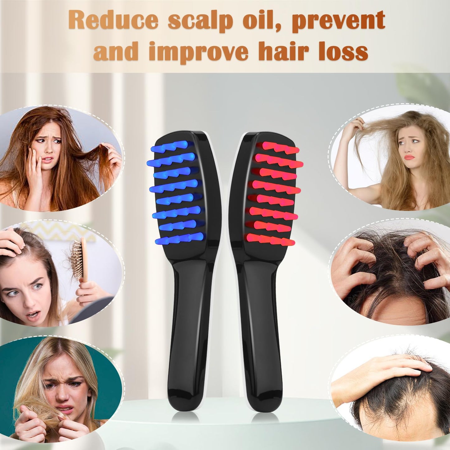 AIBOKEE Electric Hair Massager for Hair Growth and Stress Relaxation, Hair Massage Brush for Men & Women, Stress Relief & Fatigue Relaxation - White