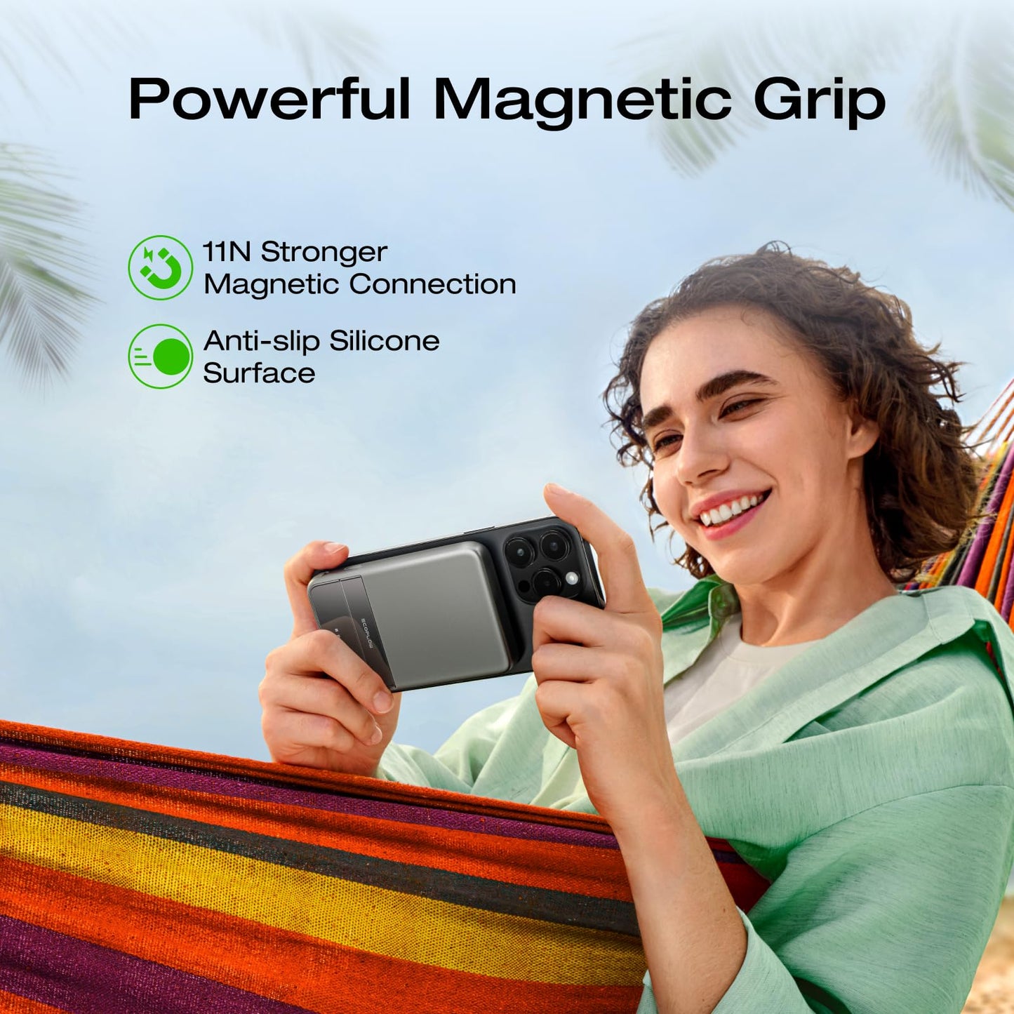 EF ECOFLOW Rapid Power Bank Wireless 5000mAh & 30W GaN USB C Charger, Qi2 Certified Ultra-Fast Magnetic Portable Charger with Stand & Built-in Cables, Battery Pack Compatible with iPhone 16/15/14/13
