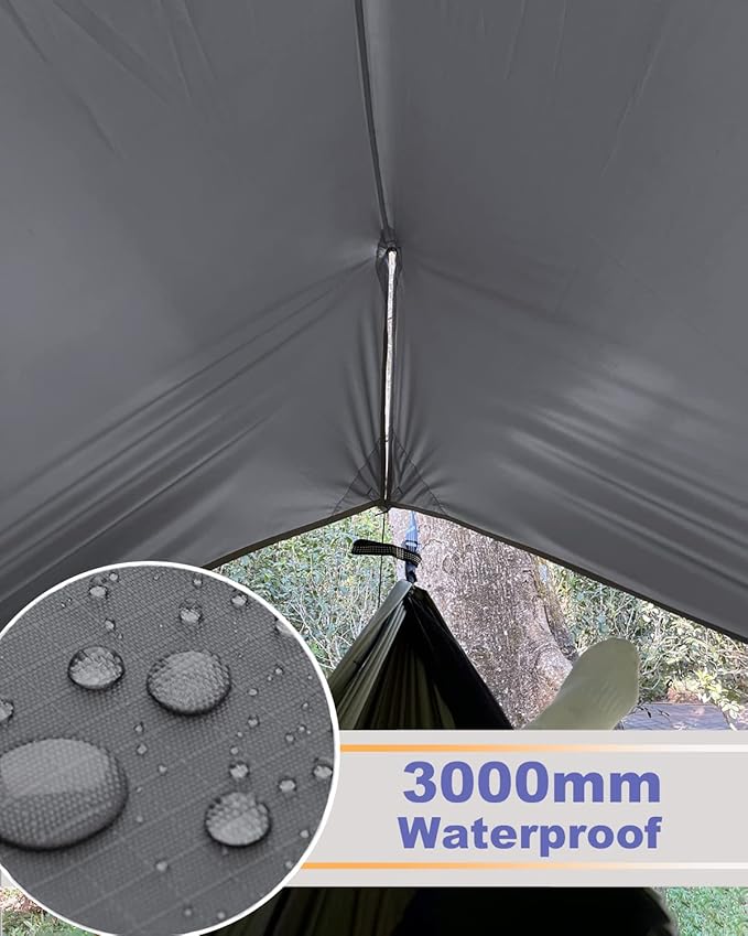 Hammock Tent Rain Fly-Camping Hammock Outdoor Tarp-Small Door Design-Keep Side Wind Rain-Best for Backpacking Hiking Camping Survival