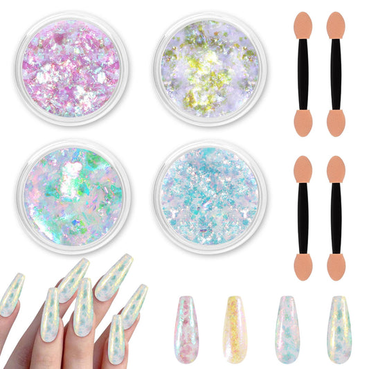 Allstarry 4 Colors Chameleon Flakes, Premium Sparkle Colorshift Pigment Powder for Epoxy Resin Slime Tumbler Making DIY Project Scrapbook Makeup Nail Art Paint Decoration