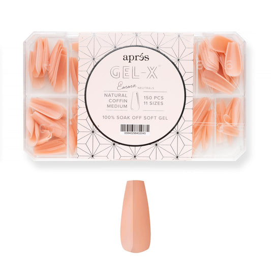 Apres Neutrals Gel-X Emma Box Of Nail Tips, 11 Sizes 00-9, Soft Gel Tip Box (150pcs) (Natural Coffin Medium, 150)