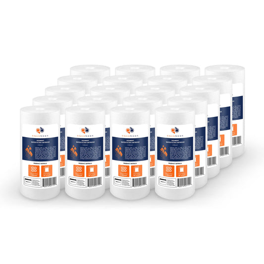 Aquaboon 5 Micron 10 x 4.5 Well Water Sediment Filter Replacement Whole House Water Filter Cartridge Compatible with DGD-5005, WFHD13001B, 20-Pack