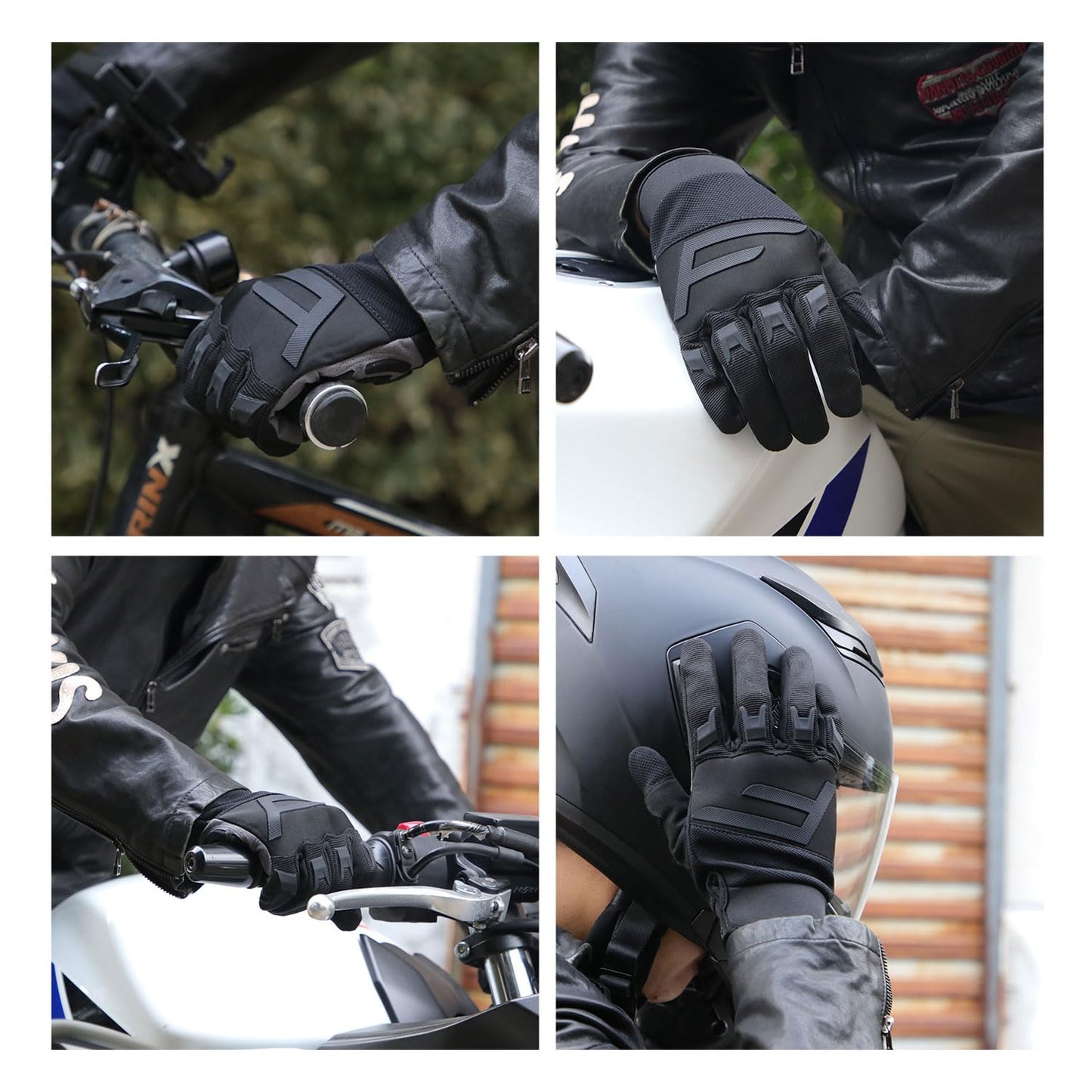 FIORETTO Mens Mountain Bike Gloves with 5MM Padded Knuckle Guard Touchscreen Cycling Gloves for MTB Racing Dirtbike Motocross Motorcycle Black Medium