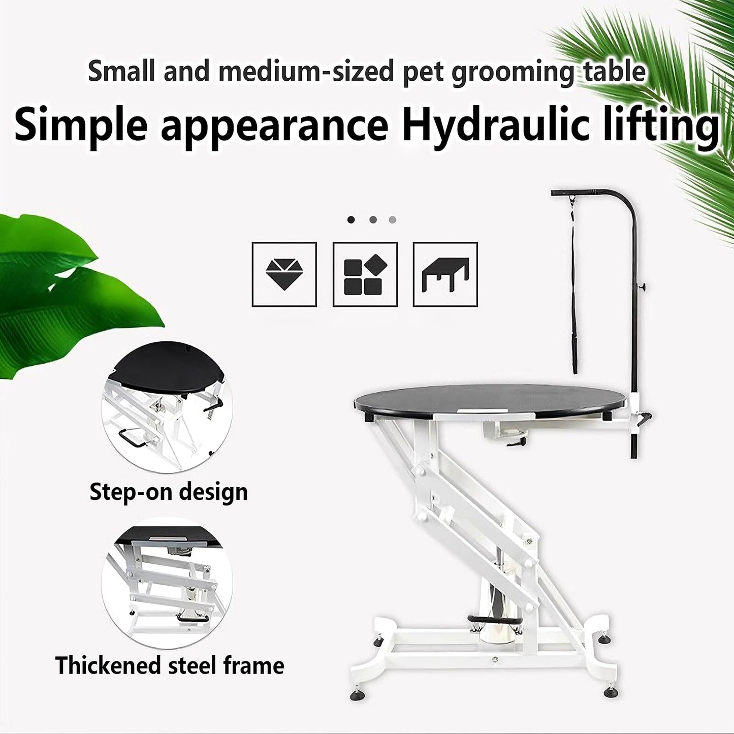 Professional Dog Grooming Table Hydraulic Height Adjustable pet Grooming Table with Adjustable Dog Grooming Arm Non-Slip Rubber Tabletop Dog Washing Station for Cat, Dog