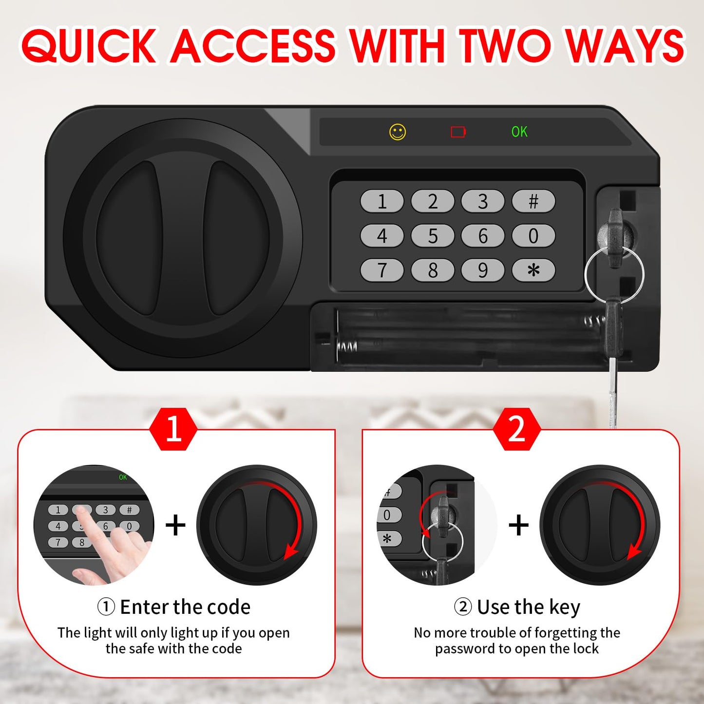 1.2 Cub Small Fireproof Safe for Home, Personal Fire Safe Box with Digital Keypad Key and Removable Shelf, Small Security Box for Money Firearm Medicine Valuables