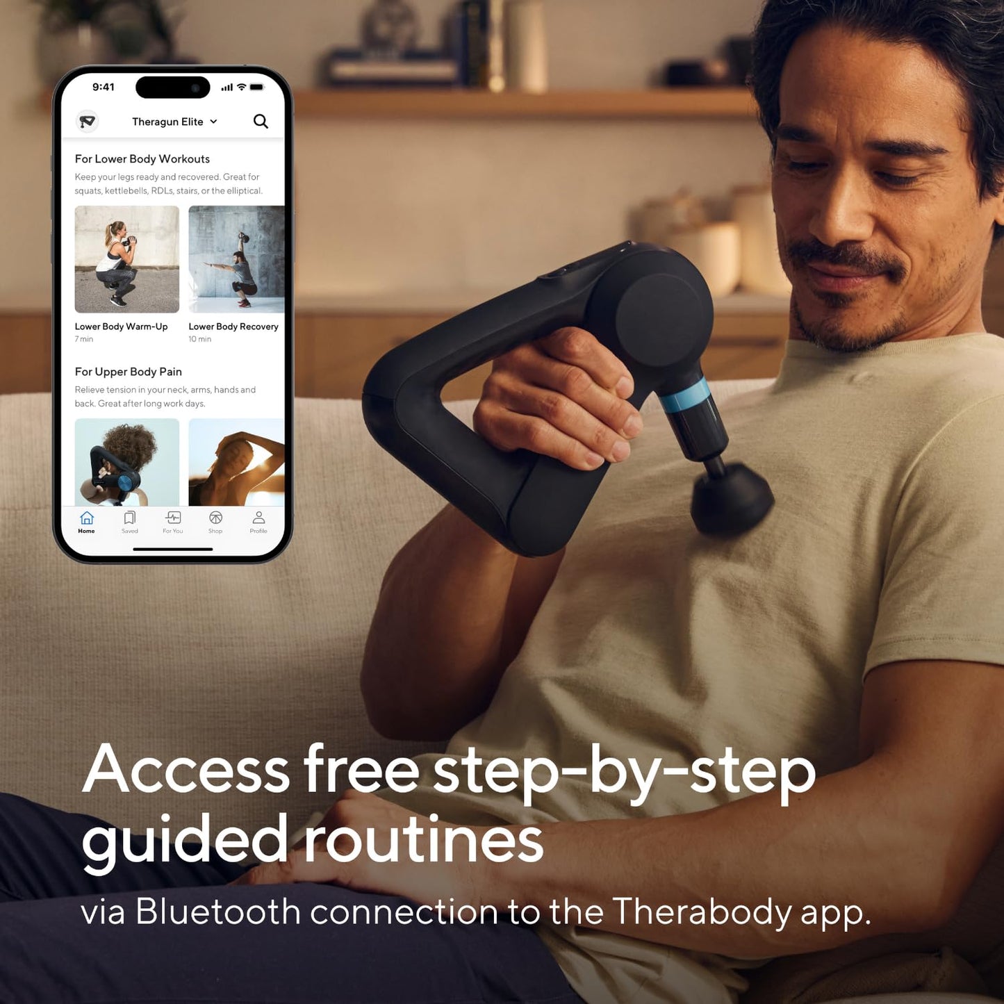 TheraGun Therabody Elite (5th Generation) - Handheld Deep Tissue Massage Gun - Bluetooth Enabled Percussion & Personal Massager for Pain Relief in Neck, Back, Leg, Hand, Shoulder and Foot