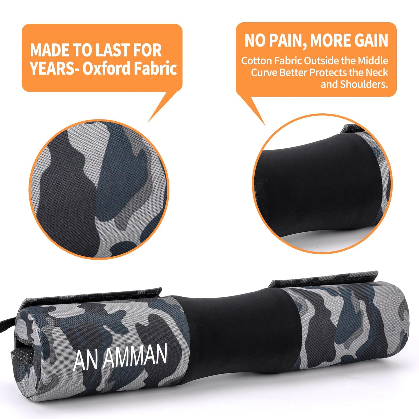 AN AMMAN Barbell Pad for Squat, Hip Thrust - Perfect for Gym Workout Smith Machine Thruster Weightlifting - Relieves Neck and Shoulder Pain - Thick Foam Cushion Camo Pink AM001BZ