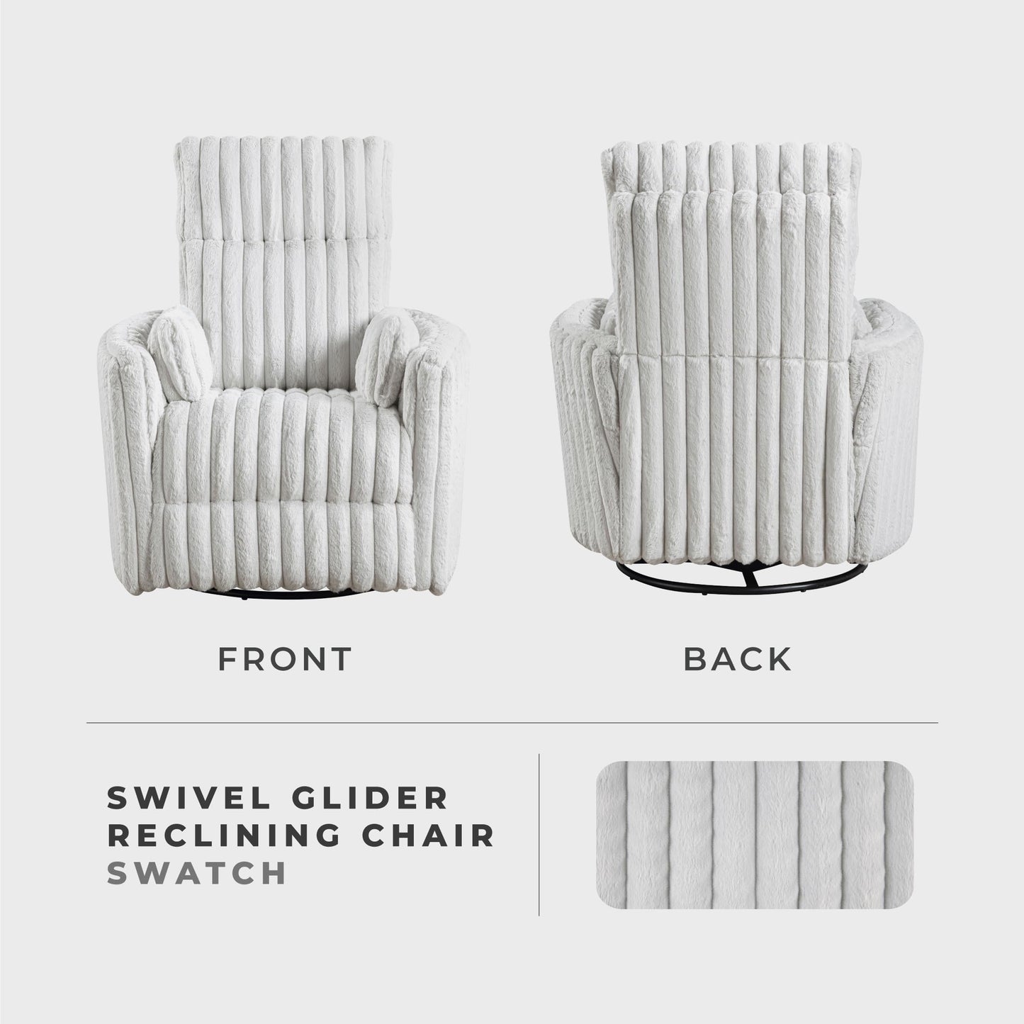 Lexicon Modern Swivel Glider Recliner Chair, Nursery Glider, Corduroy Fabric Upholstery Recliner with High Back, Manual Recliner Sofa Chair for Living Room/Office/Apartment, Gray