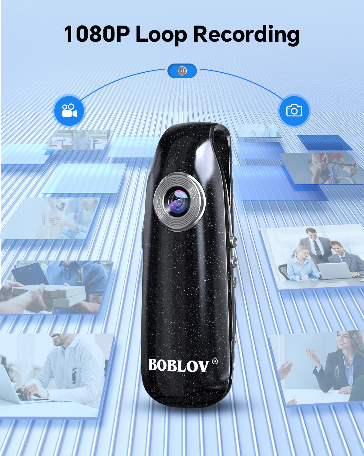 BOBLOV Mini Body Camera with Video: 64GB 007 Pocket Tiny Body Cams with Back Clip,1080P Small Wearable Camera with Audio Recording -User Friendly for Bike/Pet/Home/Proof