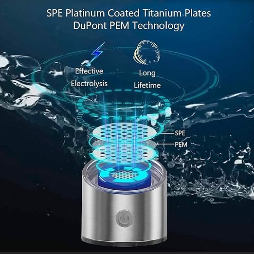 Hydrogen Water Bottle, Portable Hydrogen Water Ionizer Machine, Hydrogen Water Generator, Rechargeable Hydrogen Rich Water Glass Health Cup for Home Travel (Silvery)