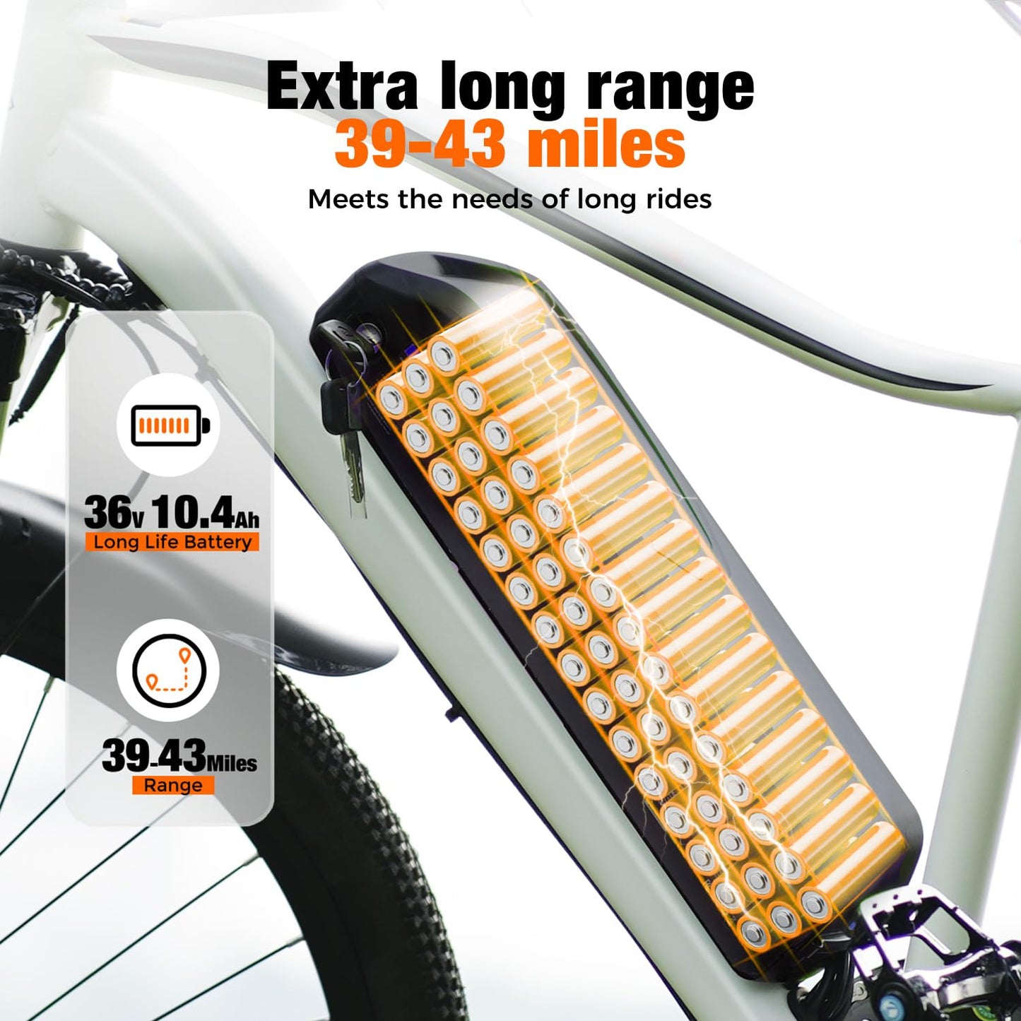 wawscote Electric Bike - 500W Peak Motor Ebike, 7-Speed, 20MPH Up to 55 Miles, Shock Absorber, 26” Tire Removable Battery Electric Commuter Bicycle for Adults (Silver 500W)