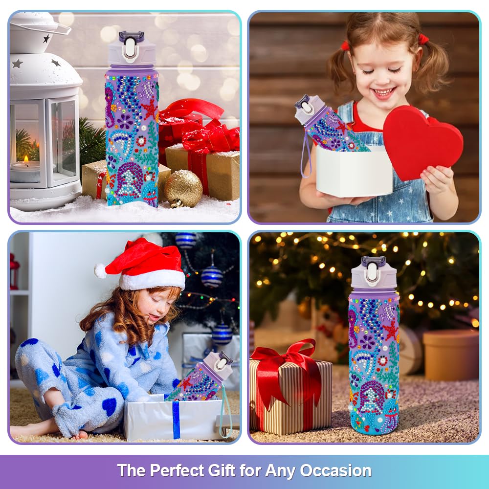 Decorate Your Own Water Bottle Kits for Girls, Mermaid Toys for Girls 10-12, 6-12 Year Old Girl Birthday Gifts Painting Crafts, Mermaid Arts and Crafts Gifts Toys for Girls Birthday Christmas