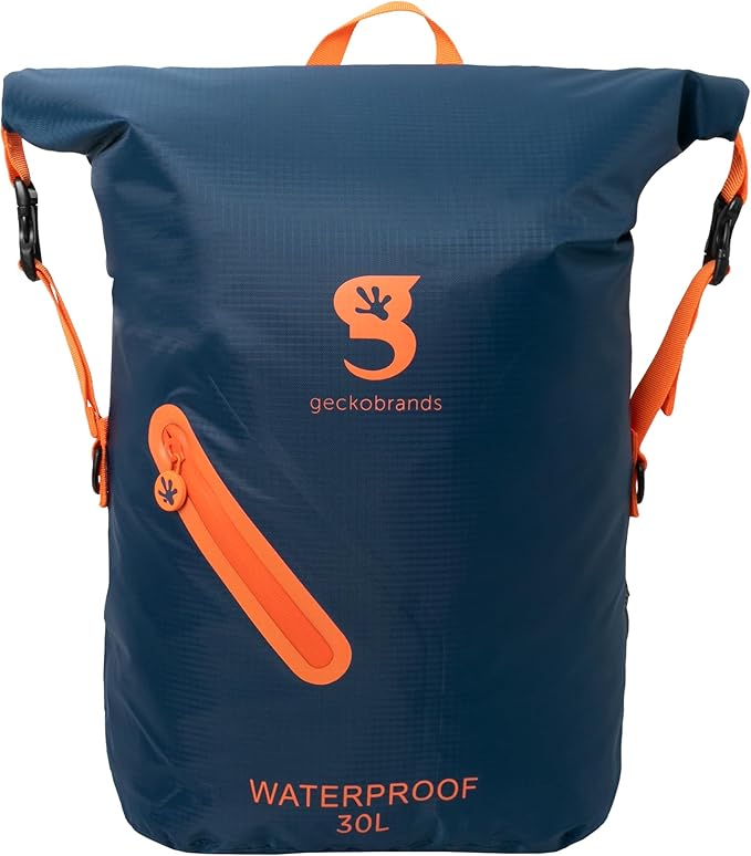 geckobrands Lightweight 30L Waterproof Backpack - Lightweight Watertight Outdoor Bag Hiking Traveling Light Water Activities