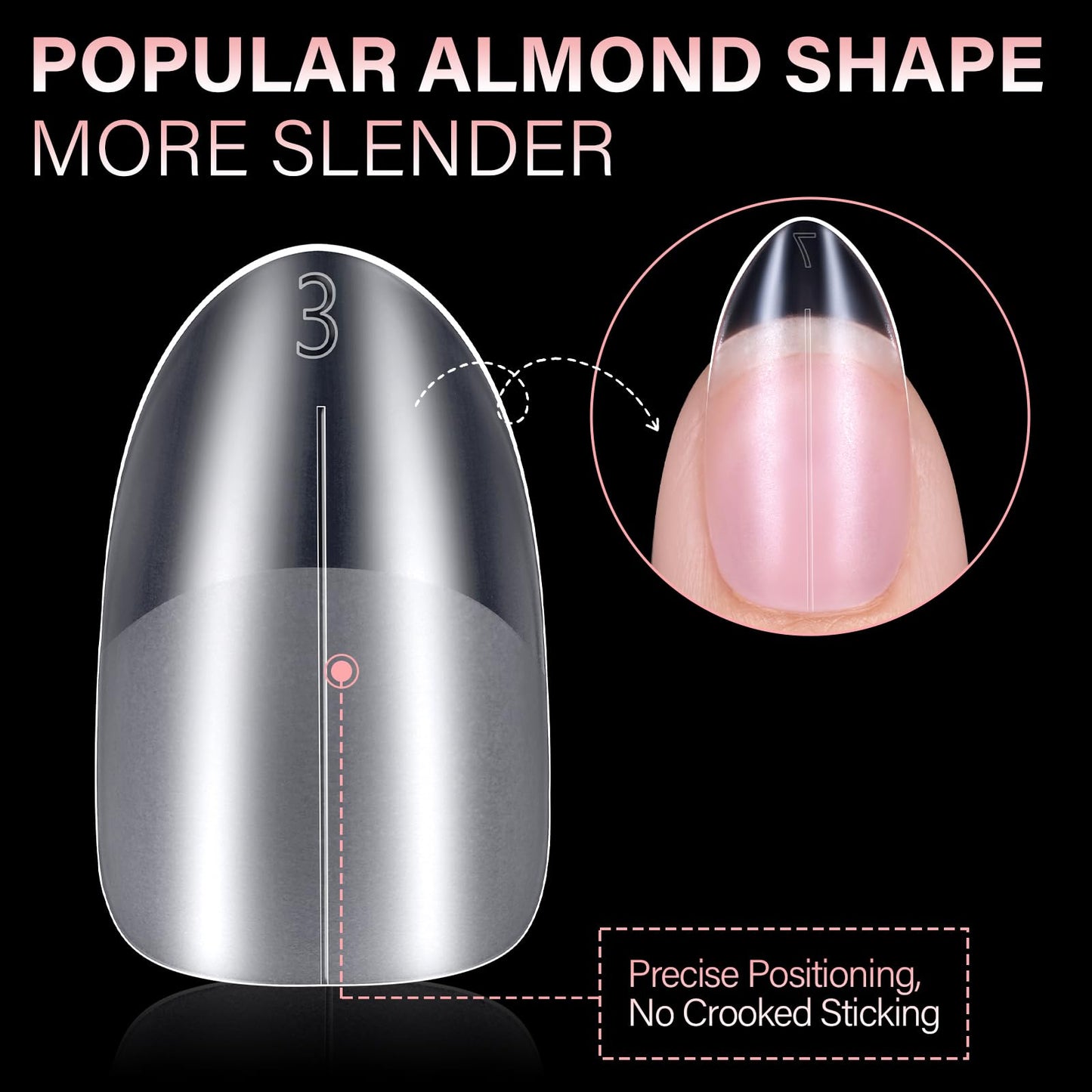 AILLSA Short Almond Nail Tips with Box, 15 Sizes Press On Gel Nail Tips Double Matte Pre-Buffed Almond Shaped Nails Tips Soft Full Cover Clear False Nail Tips for Nail Extension 240PCS
