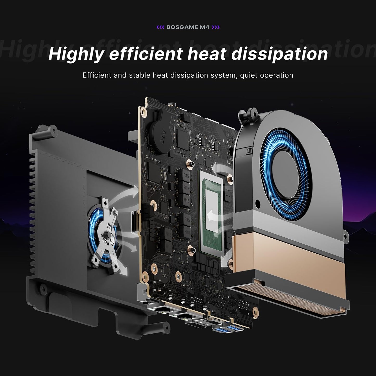 BOSGAME M4 Mini PC Desktop Computers, AMD Ryzen 7 8745HS, 32GB DDR5, 1TB PCle SSD, 4K Triple Display, USB4.0, Dual 2.5G LAN & Wi-Fi 6E & BT5.2, Compact Silent PC for Gaming, Office, Design