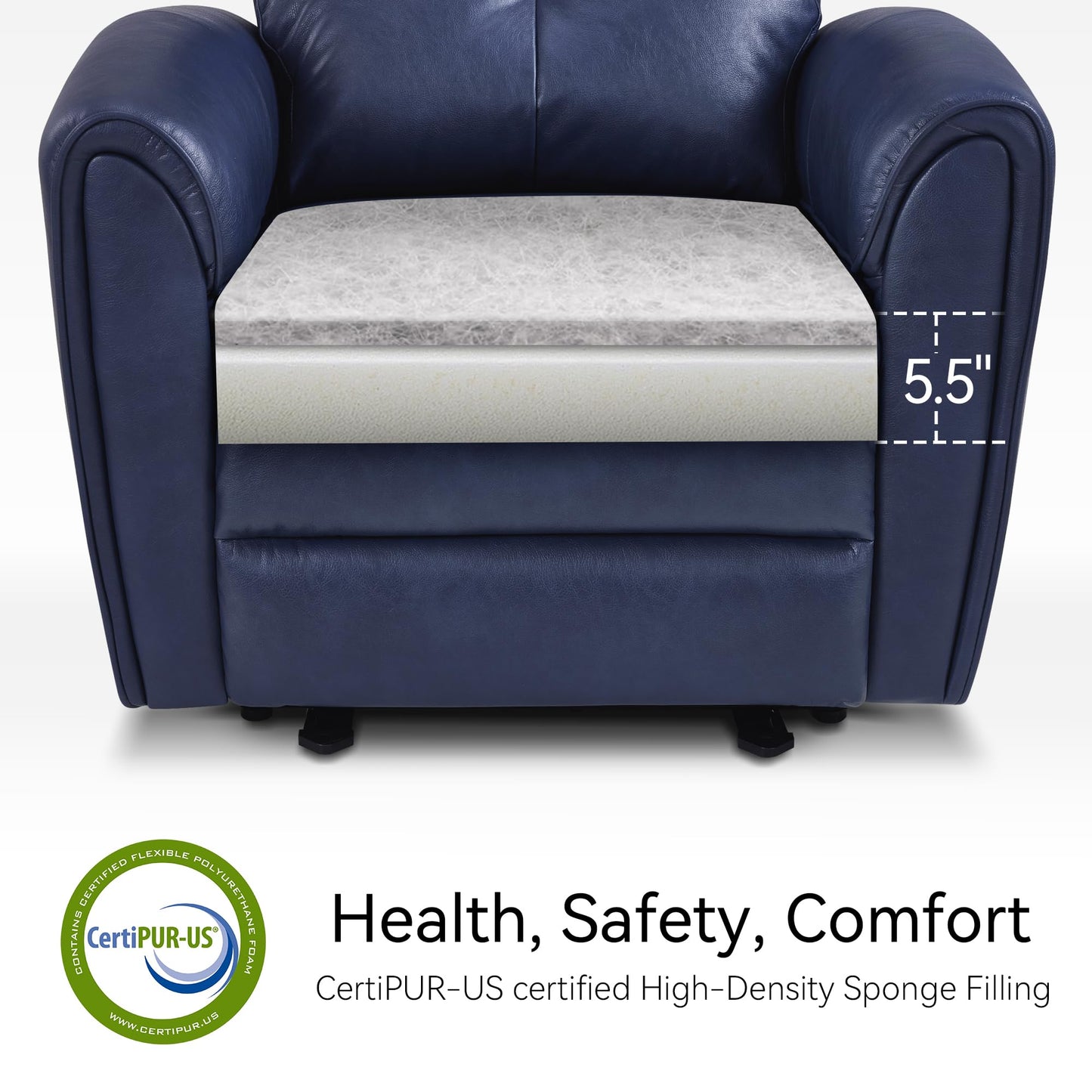MCombo Power Small Recliners for Small Spaces, Modern Zero Wall Hugger Recliners Chair with Lumbar Support, USB and Charging Ports, FSC Certified, Faux Leather PR699 (Navy Blue)