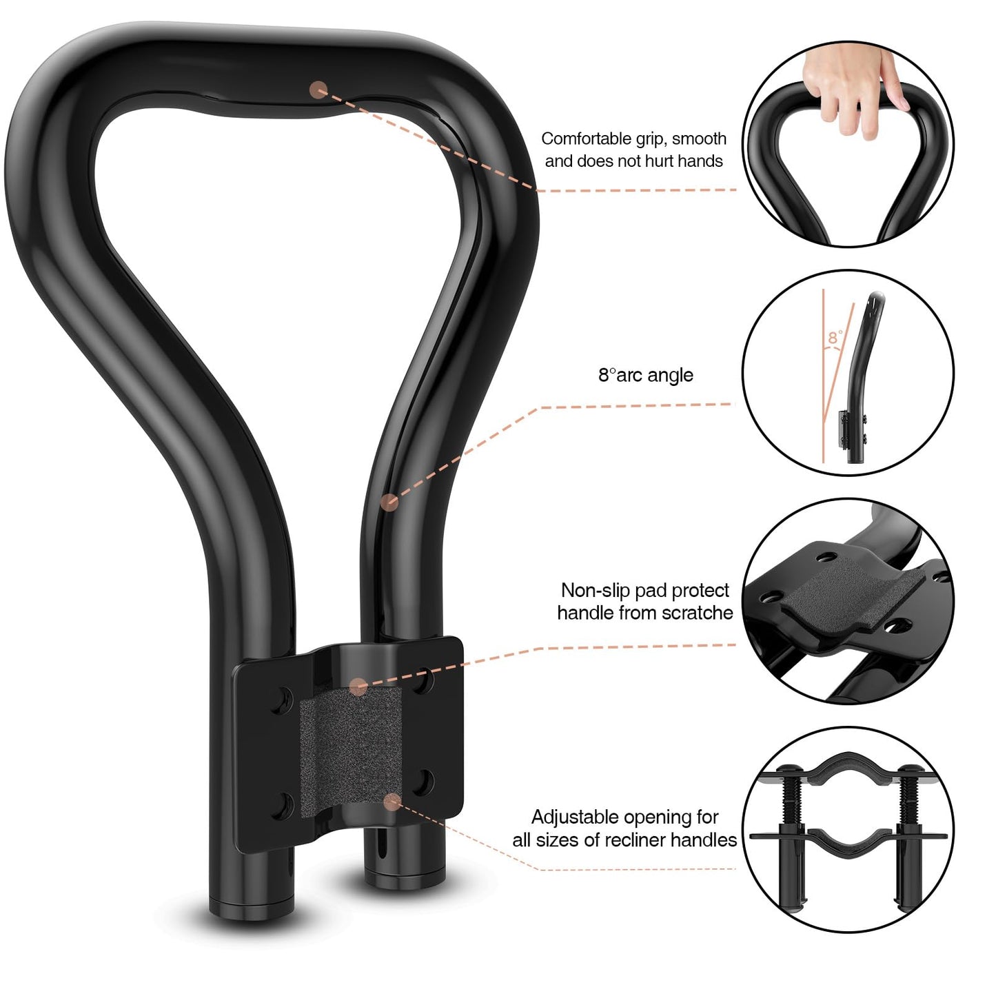 AIYOTAR Recliner Handle Extender, Recliner Lever Extender, Lazy Boy Chair Handle Extender Replacement, Recliner Chair Arm Extension for Elderly Operate Recliner Chair Handle Lever&Lift Footrest Easier