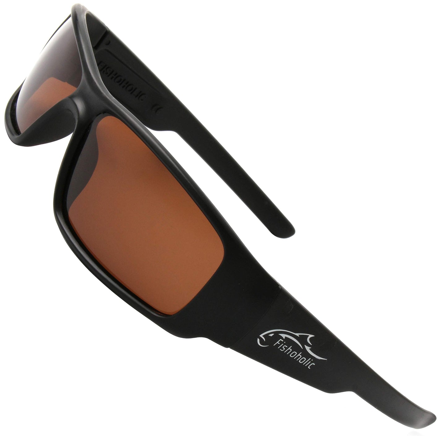 Fishoholic Polarized Fishing Sunglasses (8 Color Options) - Free Hard Case & Pouch - UV400 - Great Fishing Gift for Dad Son (mb-AMB)