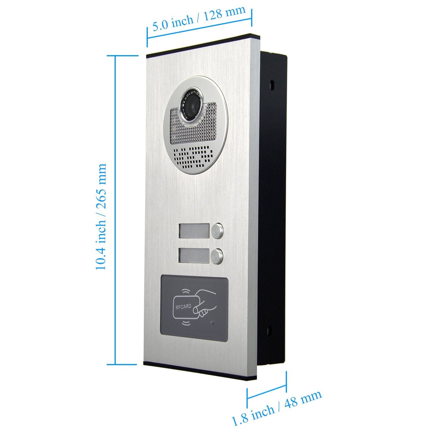 AMOCAM Video Intercom Entry System, Wired 7 inches LCD Monitor Video Door Phone Doorbell with 5PCS ID Card for 2 Units Apartment, Support Monitoring, Dual Way Door Intercom, ID Keyfob Unlock