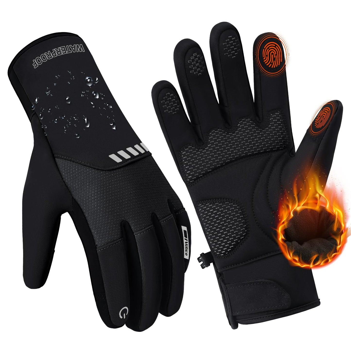 Vilico Winter Gloves for Men Women Cold Weather,Waterproof Winter Bike Gloves for Men Warm with Touchscreen Fingers,for Cycling,Driving,Motorcycle