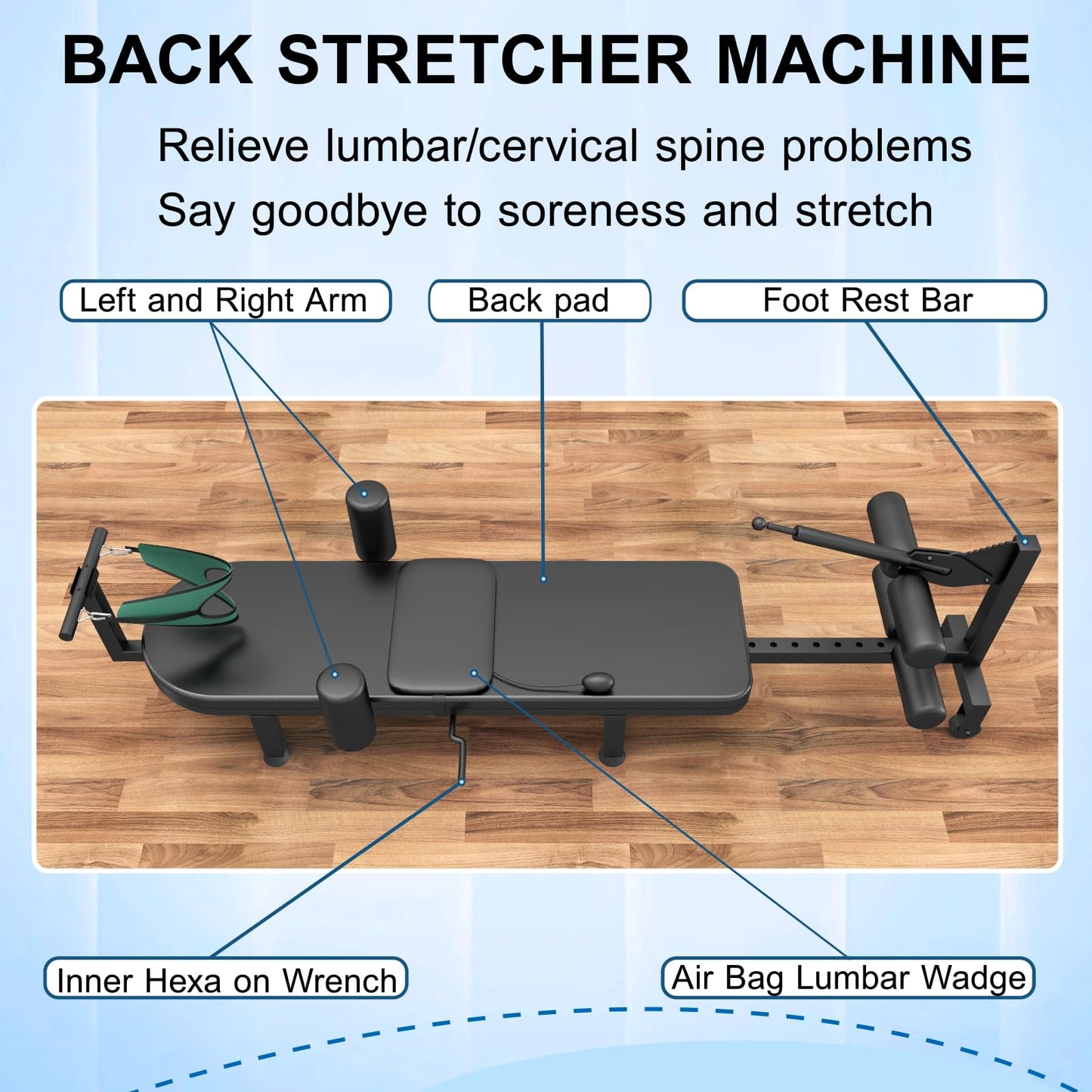 Aplsrhun Fitness Full Body Traction Bed, Massage Cervical Traction Table & Lumbar Traction Bed, Stretch Decompression Machine for Tension Relief, Lumbar Stretching (Black)