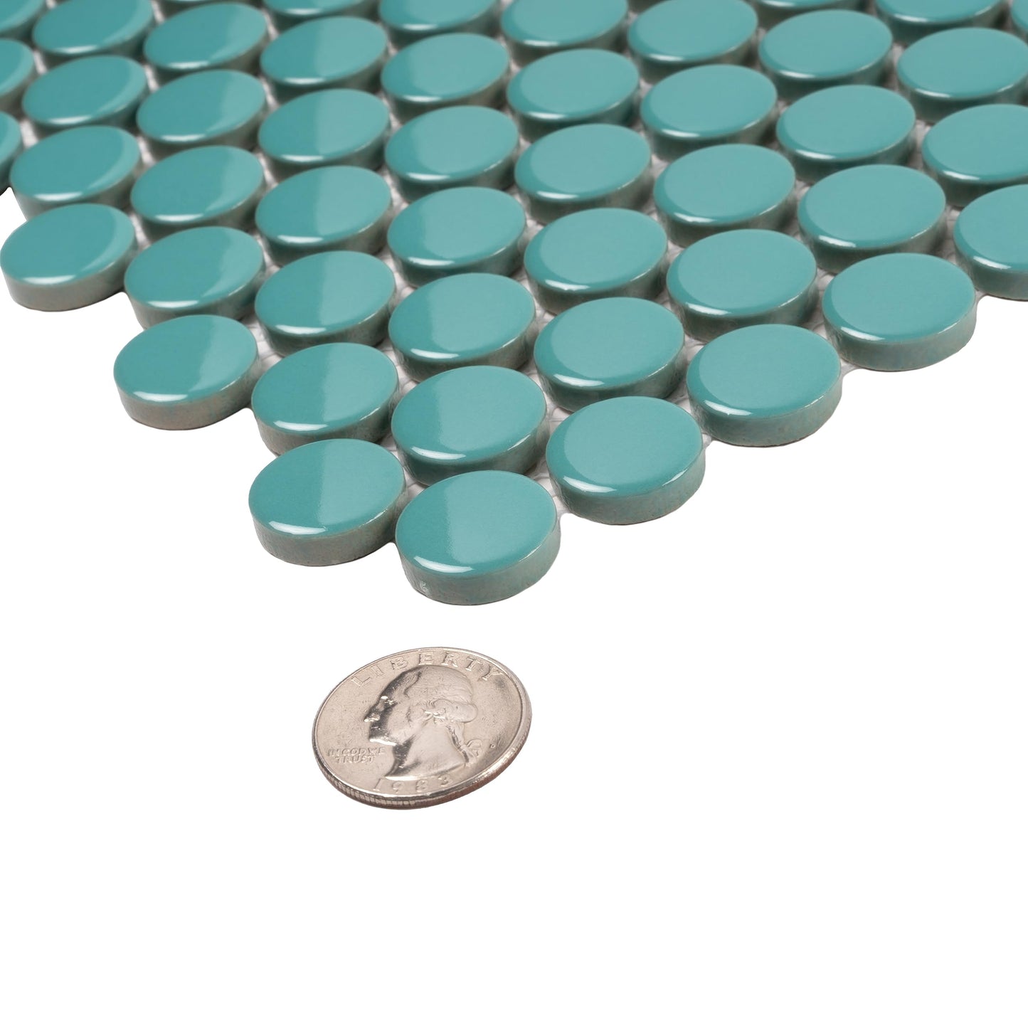 10 Ceramic Penny Round Tile Sheets, 9.87 SqFt/Box. Glossy Turquoise 11.46 X 12.4 in. Porcelain Wall Backsplash & Floor Decorative Mosaic Tile. Easy Install for Kitchens, Bathrooms Decor/Remodel