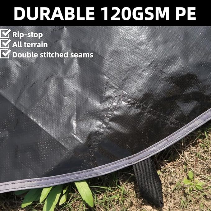 DANCHEL OUTDOOR Waterproof Bell Tent Footprint Round Tarp Camping Accessories, 3/4/5/6m Ground Sheet Black Tarp Canvas Yurt Tent Protector Floor