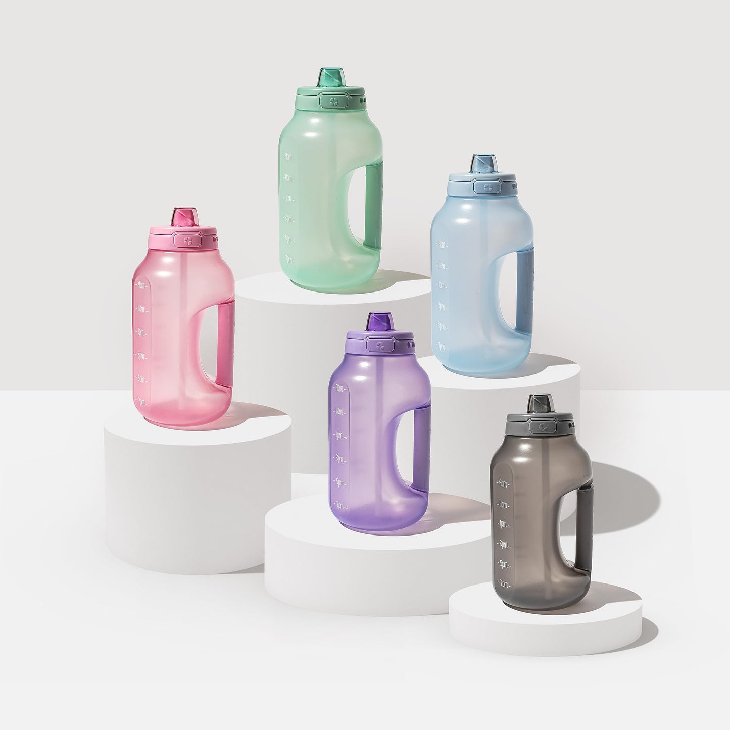 Ello Hydra 64oz Half Gallon Water Jug with Handle and Motivational Time Markers for All Day Hydration, Plastic Reusable Water Bottle with Straw and Locking, Leak Proof Lid, BPA Free, Grey