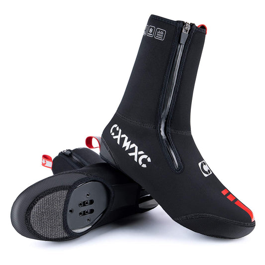 CXWXC Cycling Shoe Covers Neoprene Waterproof,Winter Thermal Warm Full Bicycle Overshoes for Men Women,Road Mountain Bike Booties Black